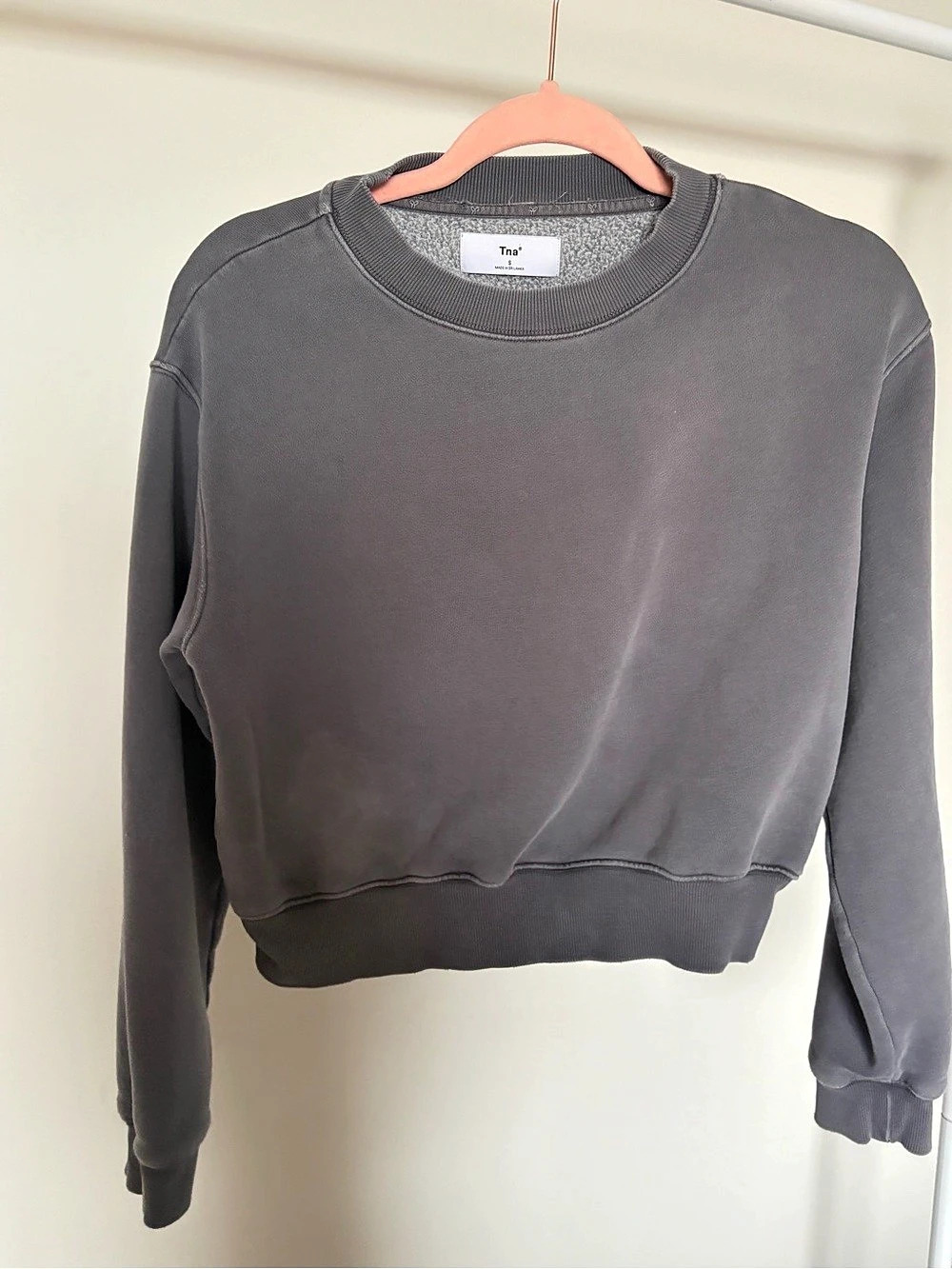 TNA Aritzia Cropped Crewneck Sweatshirt in blue gray